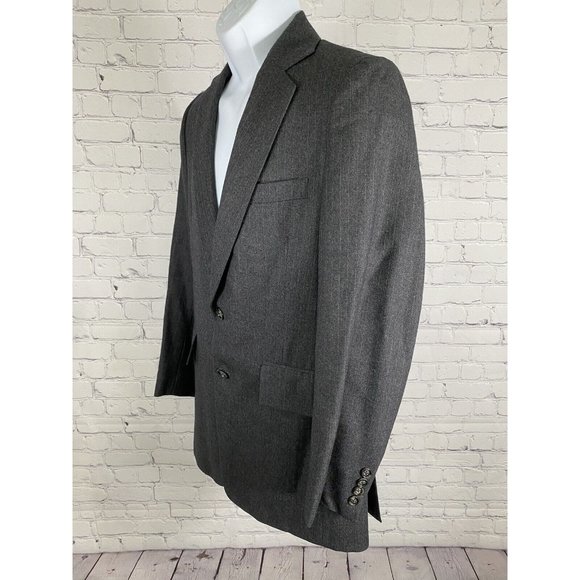 VTG Britches Of Georgetowne Dark Gray Wool Striped Two Button Blazer Jacket 38S - Picture 3 of 12